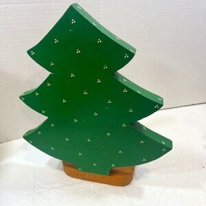 VTG Green Christmas Tree Wooden Kitchen Paper Towel Holder Holiday Decor